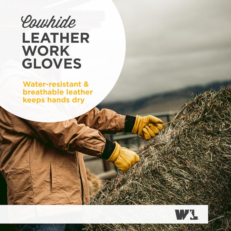 Wells Lamont Men's HydraHyde Leather Winter Work Gloves Water-Resistant Insulated X-Large (1202XL) - Image 2